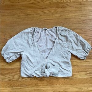 Abercrombie & Fitch Linen blend tie front crop top blouse size xs